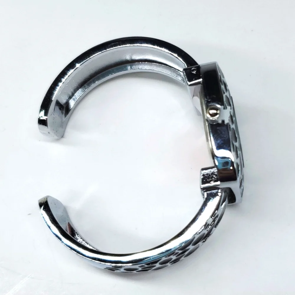 Strada Black Enameled Japanese Movement Open Bangle Watch Stainless Steel